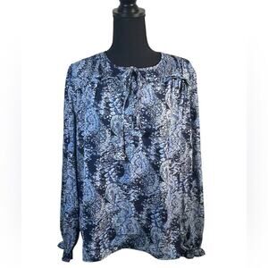 Joie Parisian Paisley Peasant Top Blue Long‎ Sleeve Damarre Size M